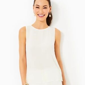 Lilly Pulitzer Dionna Silk Top in coconut NWT Size Large